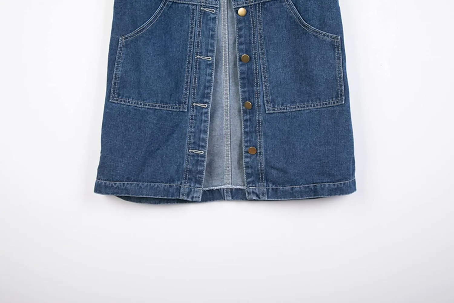 HALITOSS Women Button Down Mid Long Denim Jean Vest Waistcoat Sleeveless Jacket