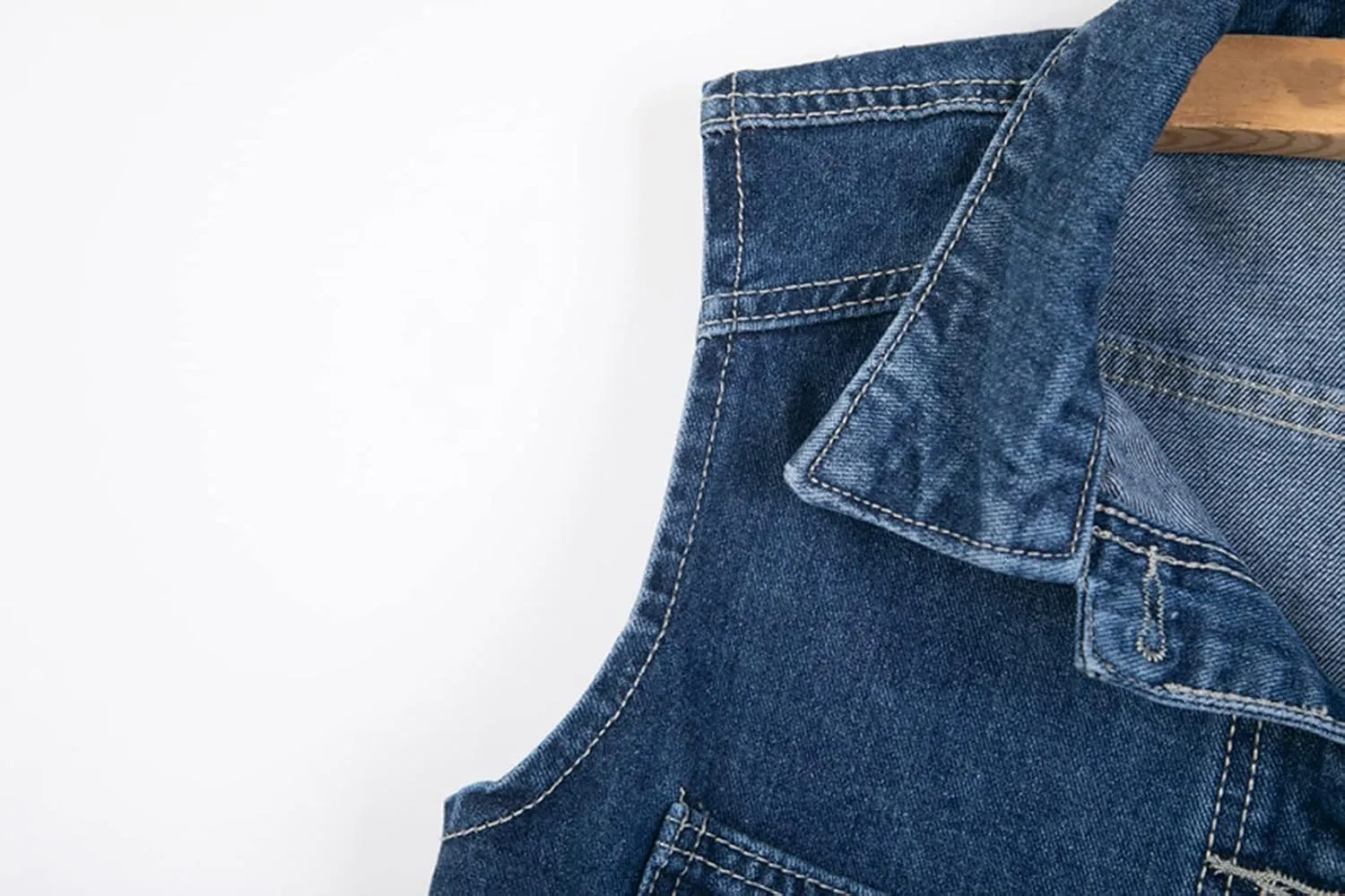 HALITOSS Women Button Down Mid Long Denim Jean Vest Waistcoat Sleeveless Jacket