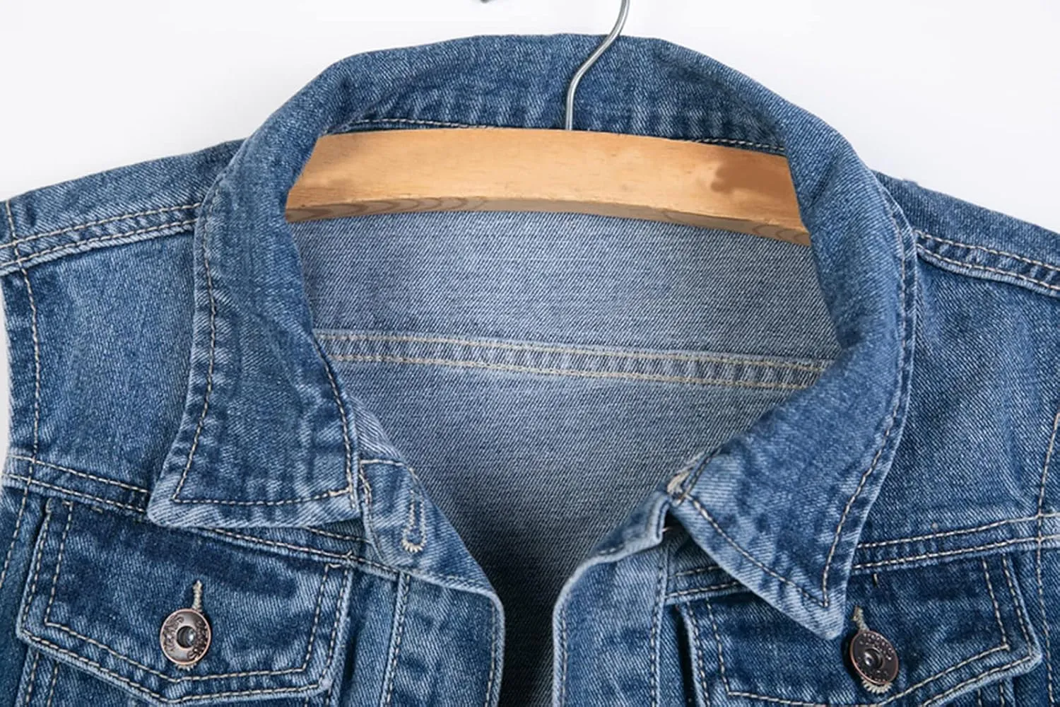 HALITOSS Women Button Down Mid Long Denim Jean Vest Waistcoat Sleeveless Jacket