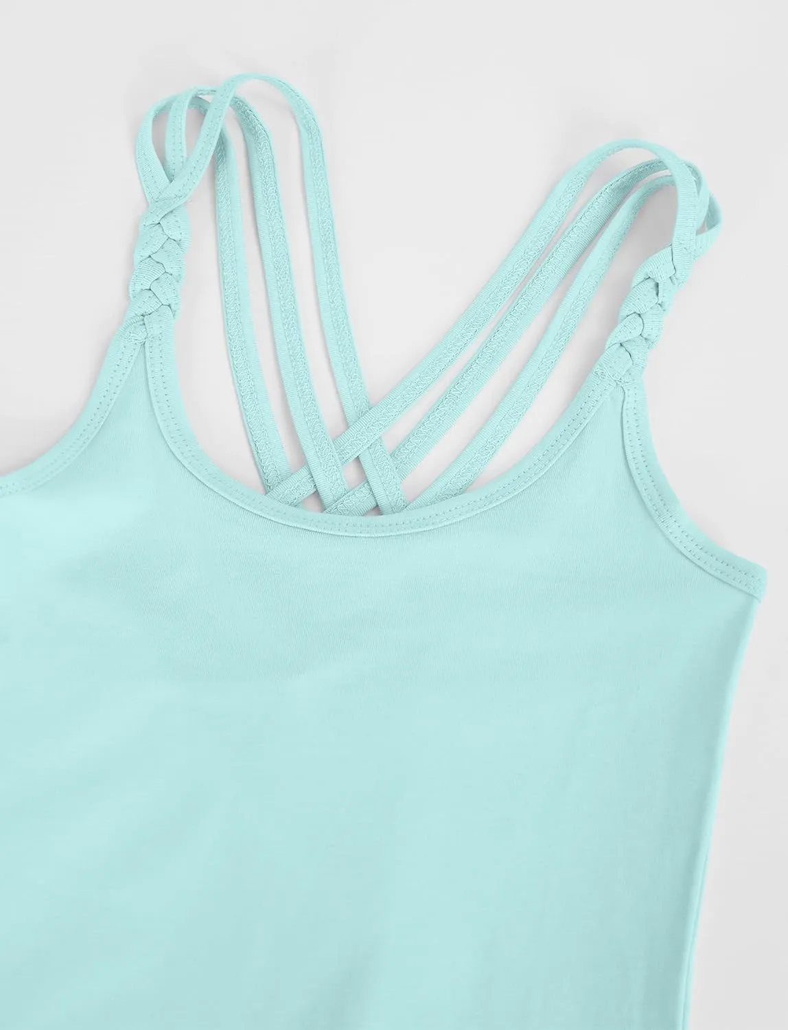 Happy Cherry Girls Cami Tank Top Cute Criss Cross Back Vest Soft Sleeveless Undershirts Breathable Camisoles