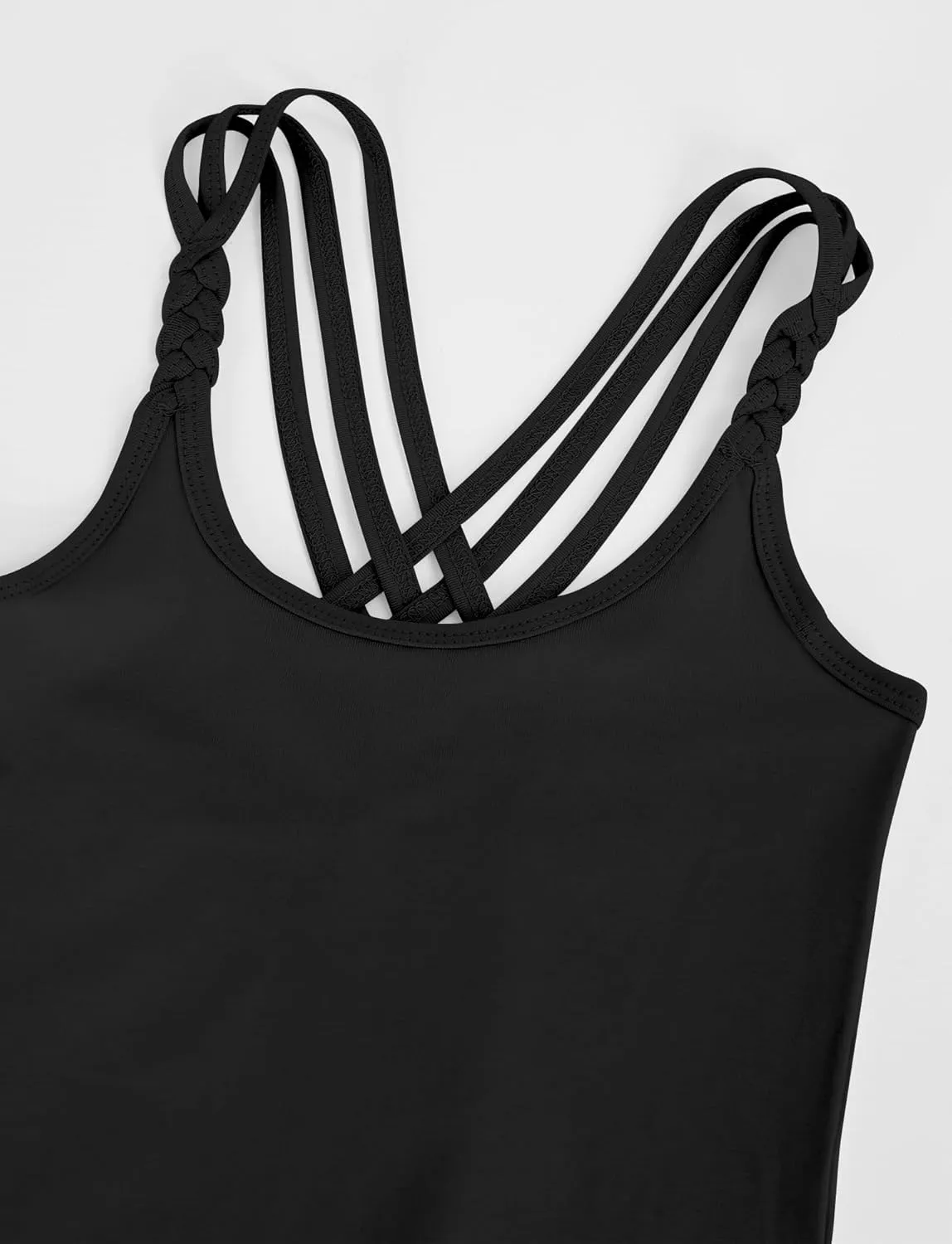 Happy Cherry Girls Cami Tank Top Cute Criss Cross Back Vest Soft Sleeveless Undershirts Breathable Camisoles