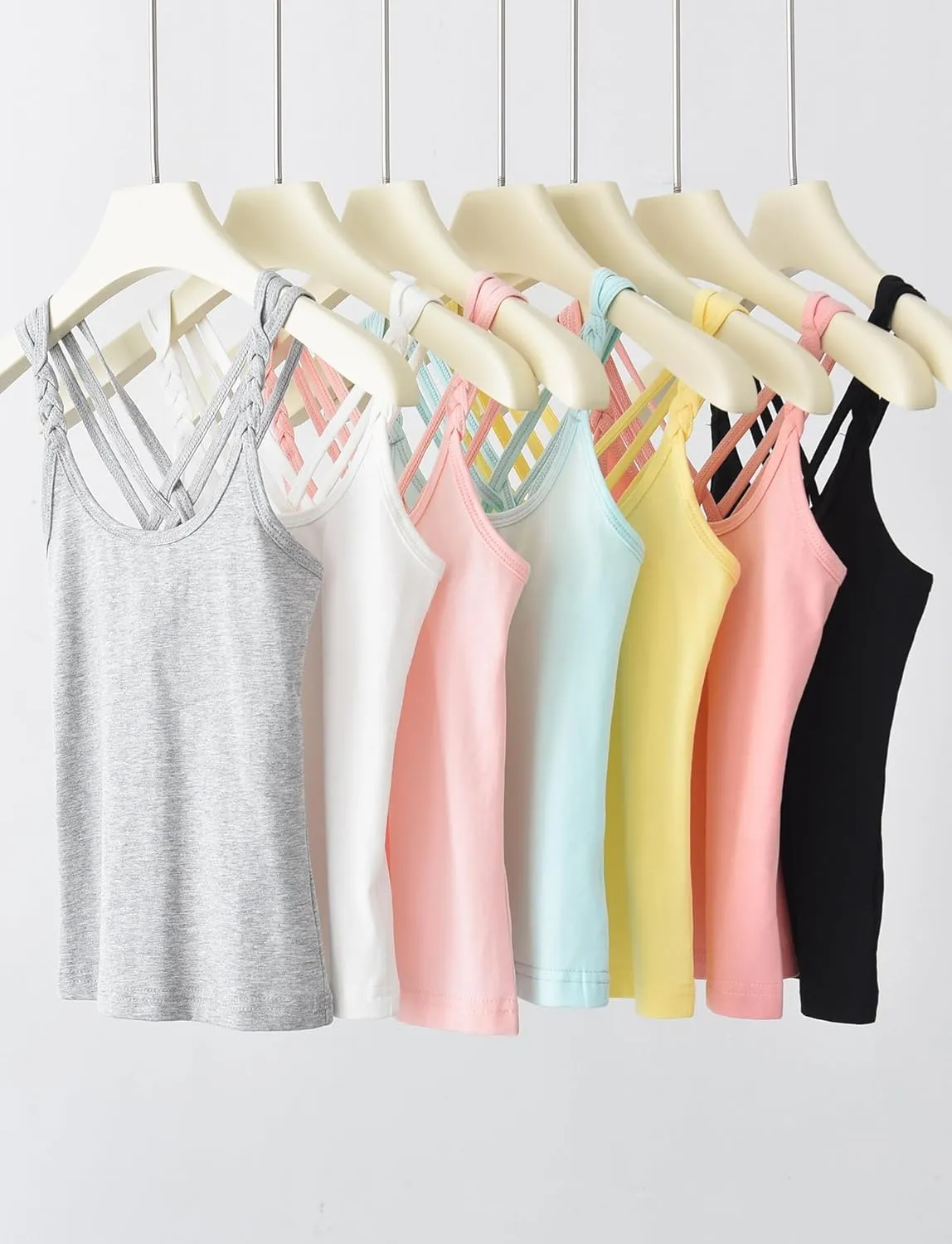 Happy Cherry Girls Cami Tank Top Cute Criss Cross Back Vest Soft Sleeveless Undershirts Breathable Camisoles