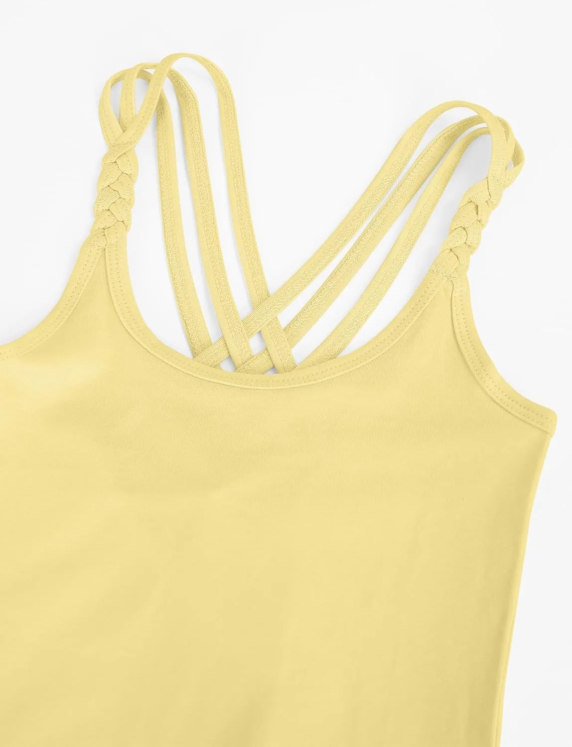 Happy Cherry Girls Cami Tank Top Cute Criss Cross Back Vest Soft Sleeveless Undershirts Breathable Camisoles