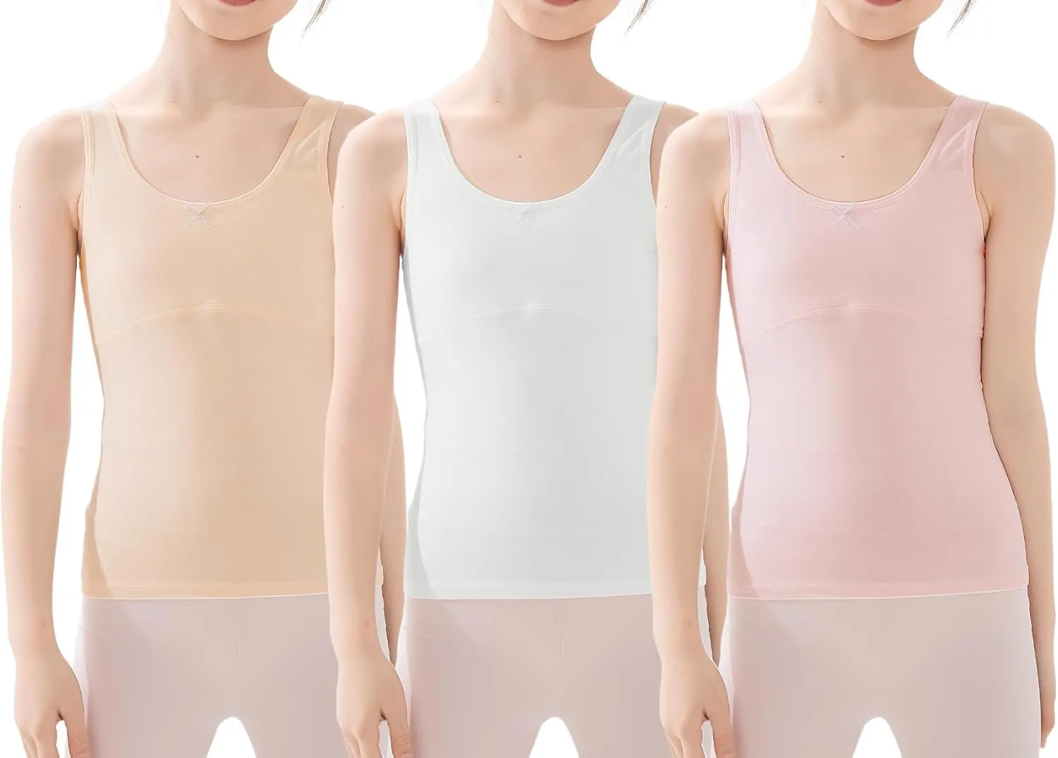 Happy Cherry Training Bras for Girls with Lightly Pads Teen Cotton Camisoles Undershirts Kids Crop Tank Tops Size 7-12 Years