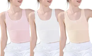 Happy Cherry Training Bras for Girls with Lightly Pads Teen Cotton Camisoles Undershirts Kids Crop Tank Tops Size 7-12 Years