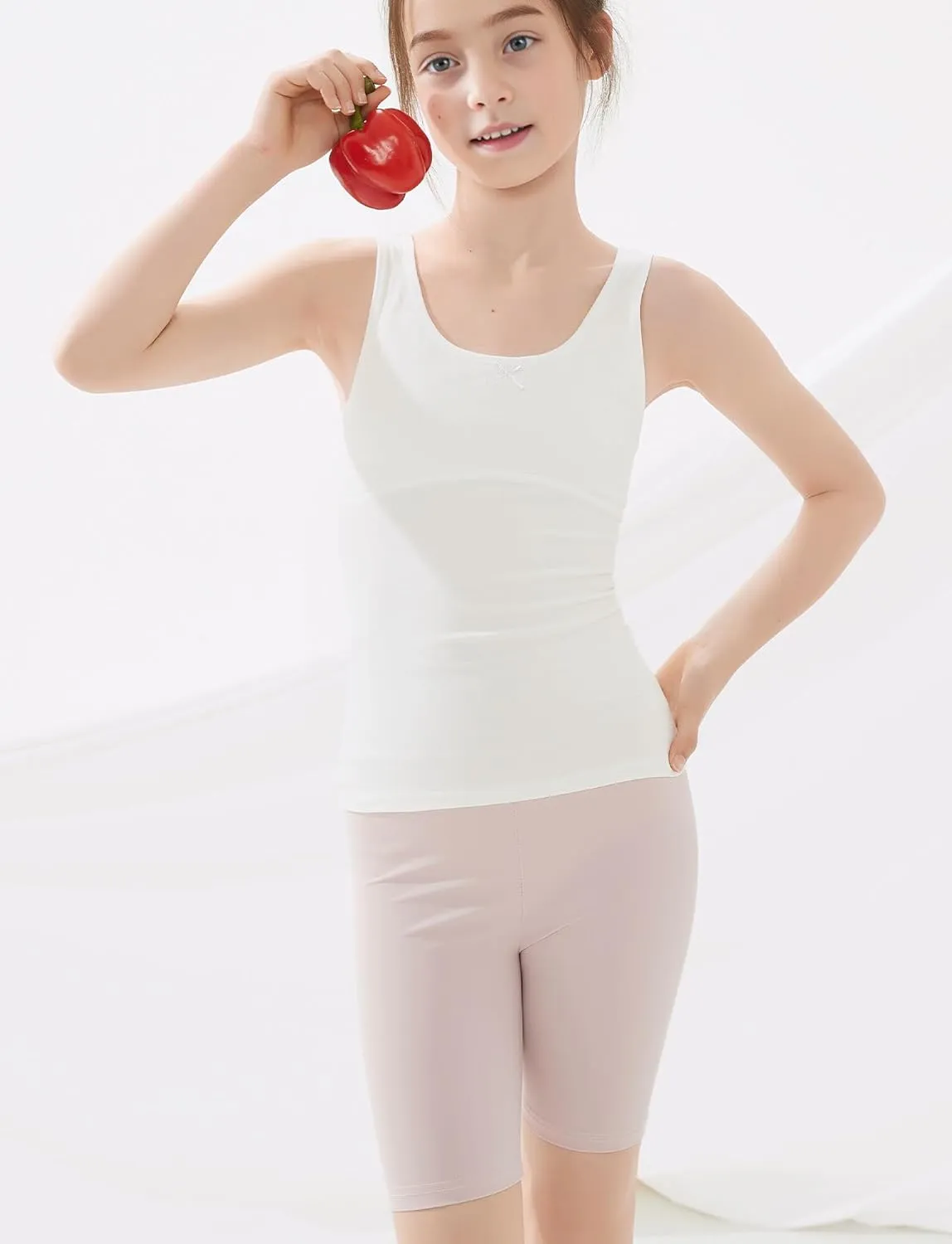 Happy Cherry Training Bras for Girls with Lightly Pads Teen Cotton Camisoles Undershirts Kids Crop Tank Tops Size 7-12 Years