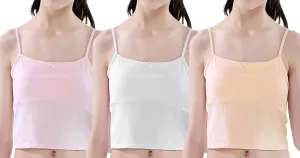 Happy Cherry Training Bras for Girls with Lightly Pads Teen Cotton Camisoles Undershirts Kids Crop Tank Tops Size 7-12 Years