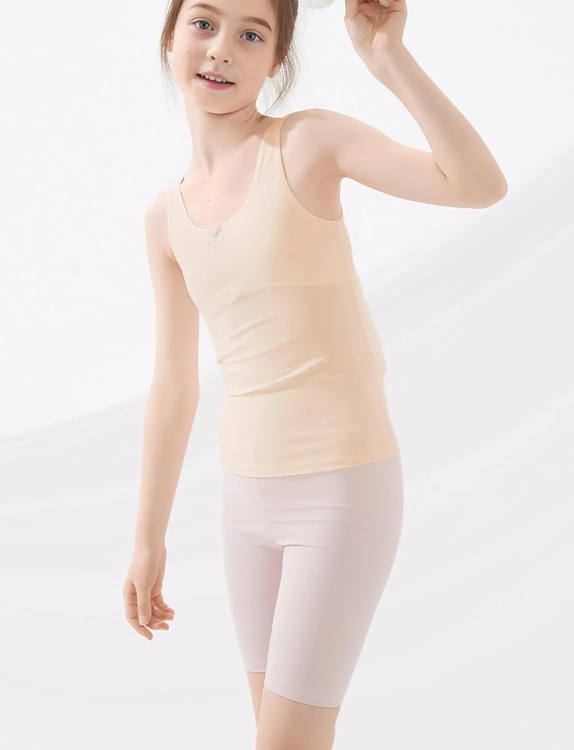 Happy Cherry Training Bras for Girls with Lightly Pads Teen Cotton Camisoles Undershirts Kids Crop Tank Tops Size 7-12 Years