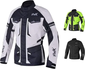 HWK Adventure Touring Motorcycle Jacket for Men, Water Resistant Cordura Textile Biker Jacket for Men, Durable and Stylish Moto Gear with CE Armor for Enduro Motorbike Riding - Grey, Medium