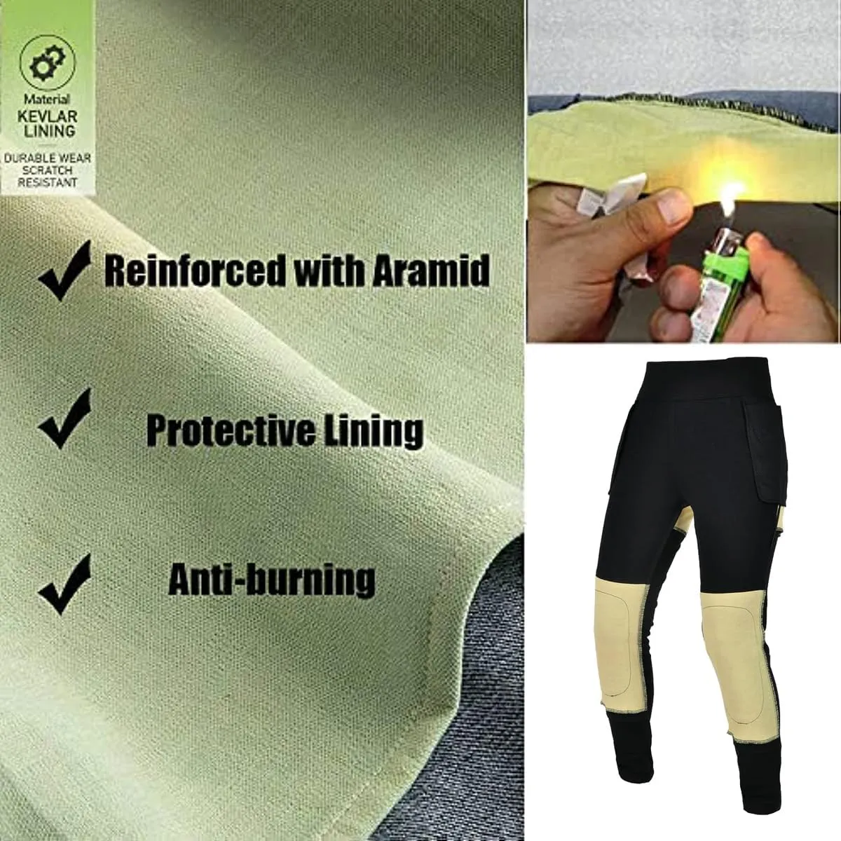 LOMENG Motorcycle Pants wear Resistant Pants Slim Fit All Season with CE Knee Hip Removable Armored for Women