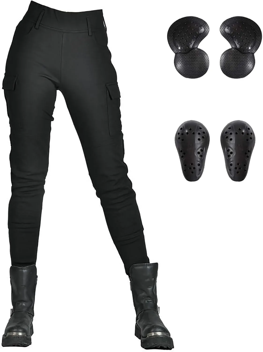 LOMENG Motorcycle Pants wear Resistant Pants Slim Fit All Season with CE Knee Hip Removable Armored for Women
