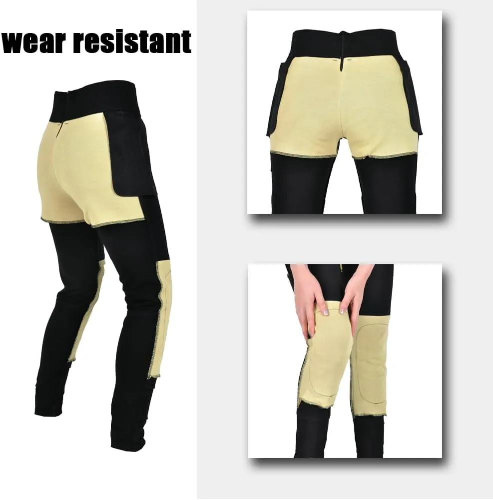 LOMENG Motorcycle Pants wear Resistant Pants Slim Fit All Season with CE Knee Hip Removable Armored for Women