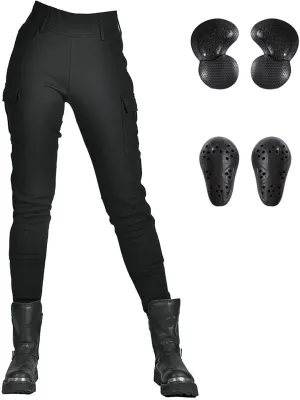 LOMENG Motorcycle Pants wear Resistant Pants Slim Fit All Season with CE Knee Hip Removable Armored for Women