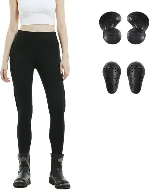 LOMENG Motorcycle Pants wear Resistant Pants Slim Fit All Season with CE Knee Hip Removable Armored for Women