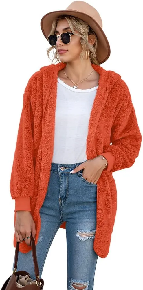 LONGYUAN Womens Jacket Winter Coats Hooded Cardigan Fleece Sweaters