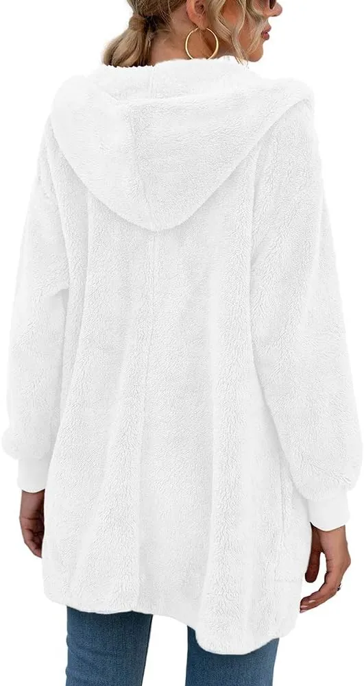 LONGYUAN Womens Jacket Winter Coats Hooded Cardigan Fleece Sweaters