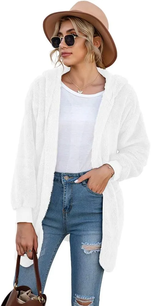LONGYUAN Womens Jacket Winter Coats Hooded Cardigan Fleece Sweaters