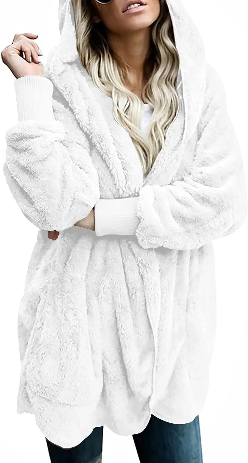 LONGYUAN Womens Jacket Winter Coats Hooded Cardigan Fleece Sweaters