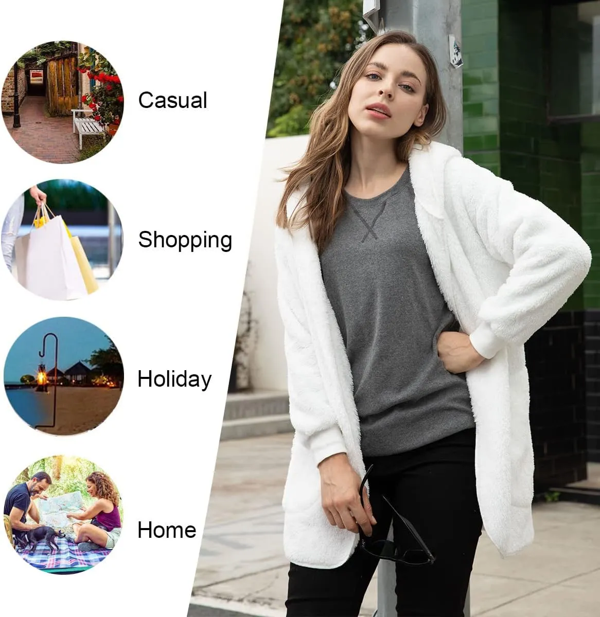 LONGYUAN Womens Jacket Winter Coats Hooded Cardigan Fleece Sweaters