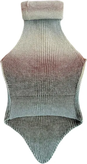 MakeMeChic Women's Turtleneck Halter Sleeveless Sweater Stretchy Knit Tank Crop Tops
