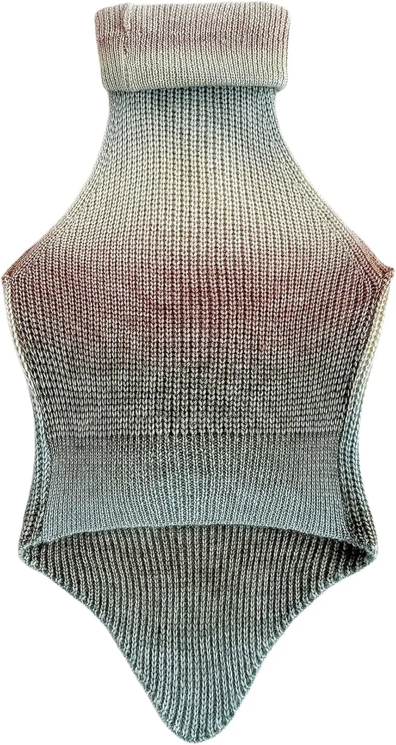 MakeMeChic Women's Turtleneck Halter Sleeveless Sweater Stretchy Knit Tank Crop Tops