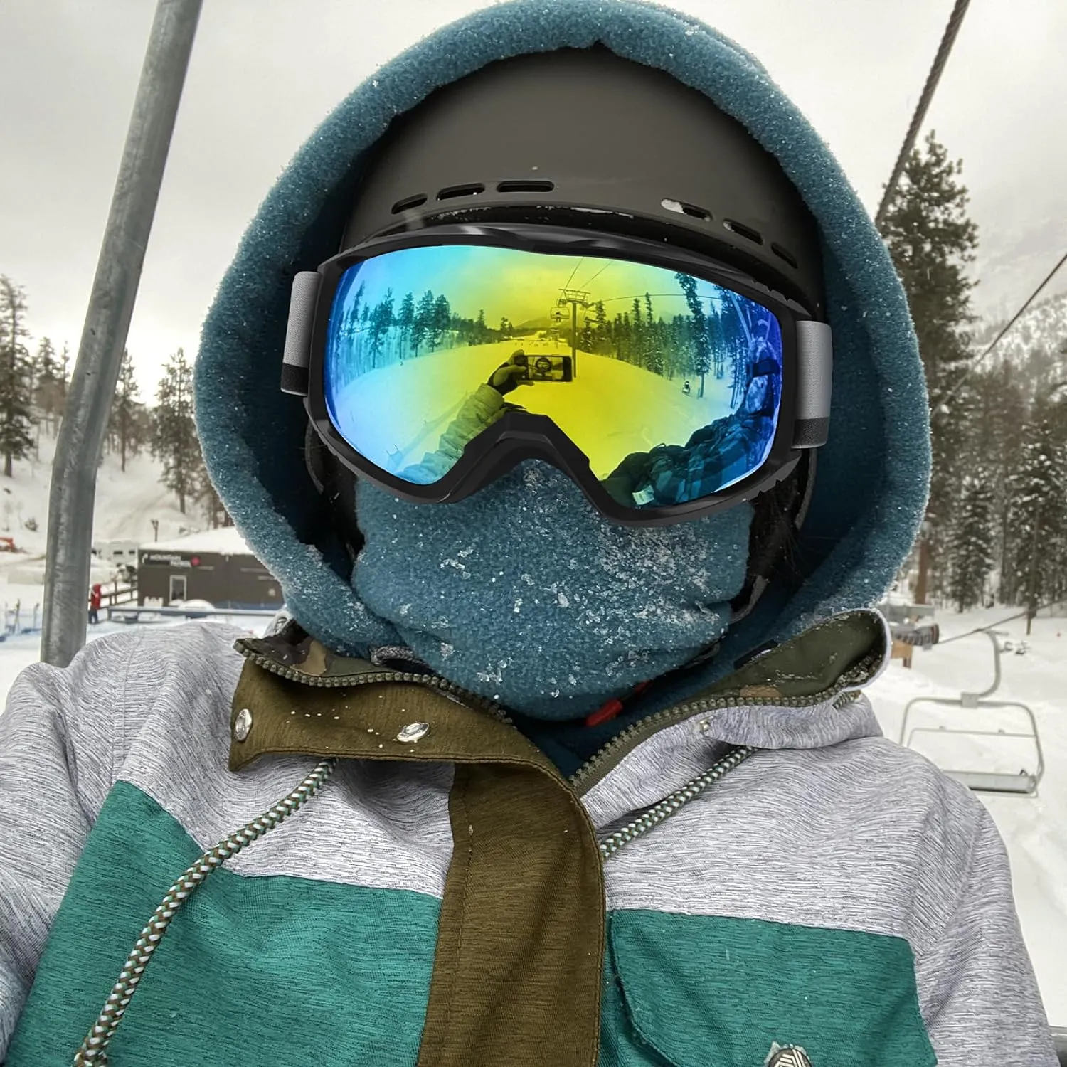 Masque de Ski, Lunette de Ski pour Homme Femme Adulte - Anti-bue, Anti-UV Photochromique Lentille Sphrique - Fitnessterapy