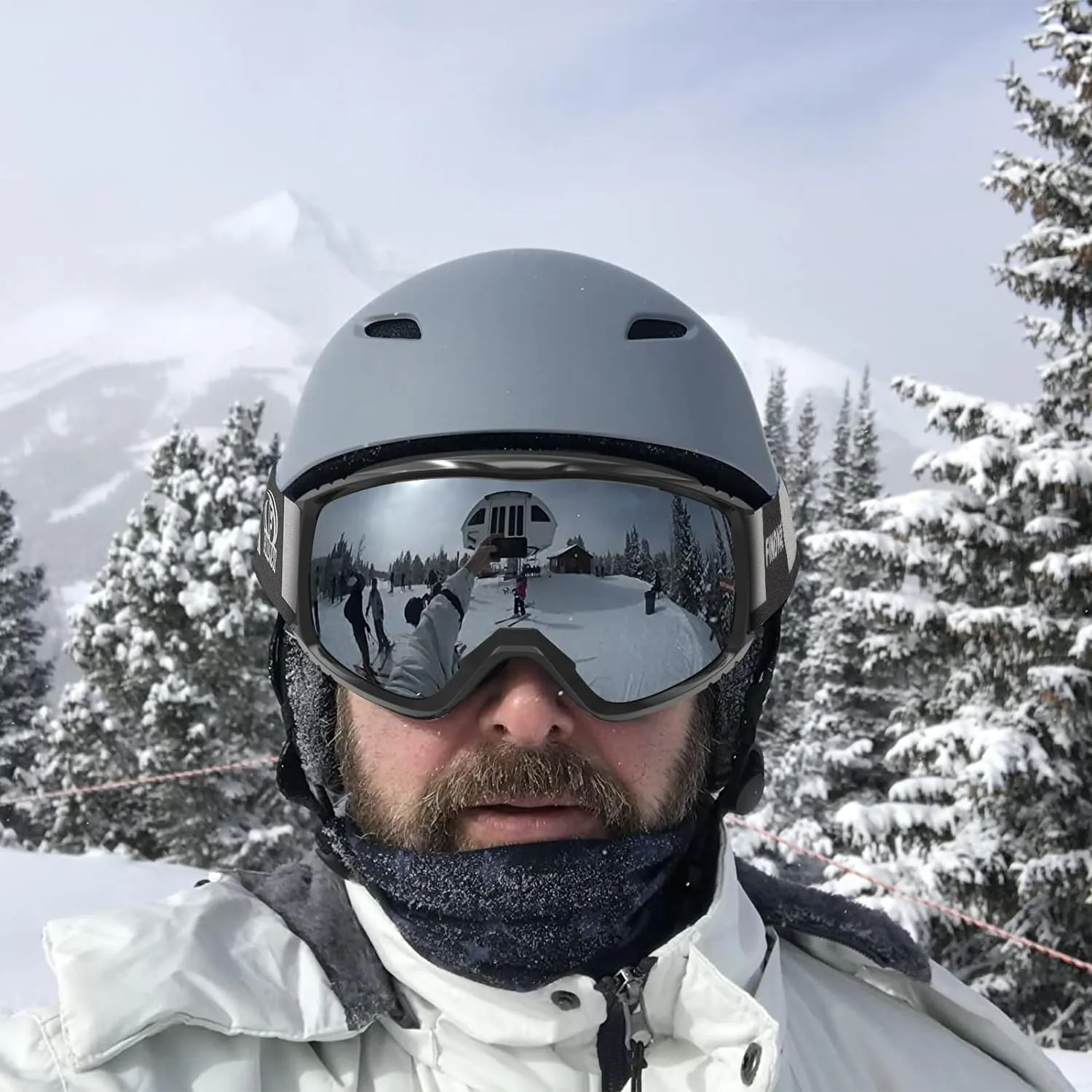 Masque de Ski, Lunette de Ski pour Homme Femme Adulte - Anti-bue, Anti-UV Photochromique Lentille Sphrique - Fitnessterapy
