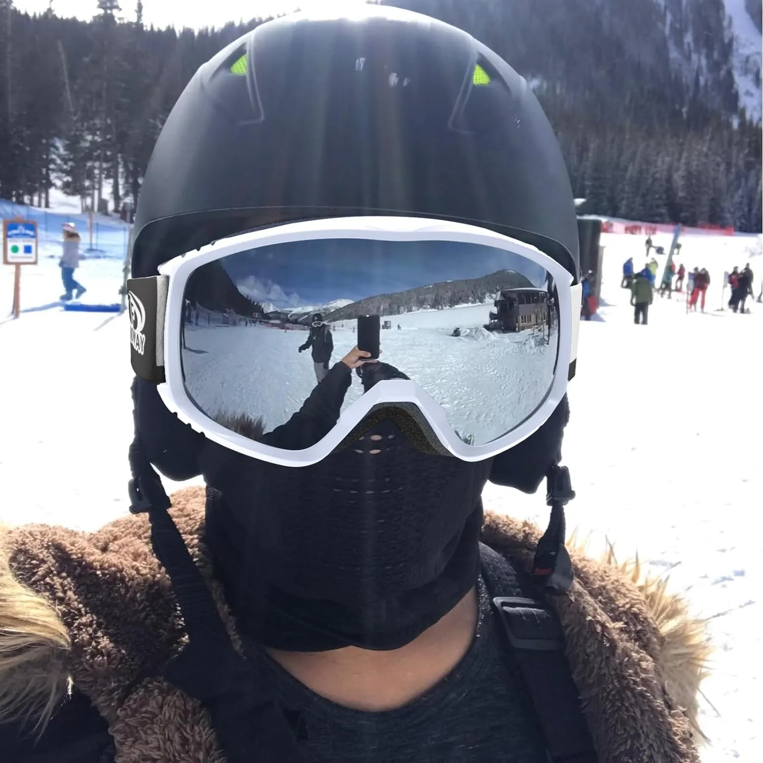 Masque de Ski, Lunette de Ski pour Homme Femme Adulte - Anti-bue, Anti-UV Photochromique Lentille Sphrique - Fitnessterapy