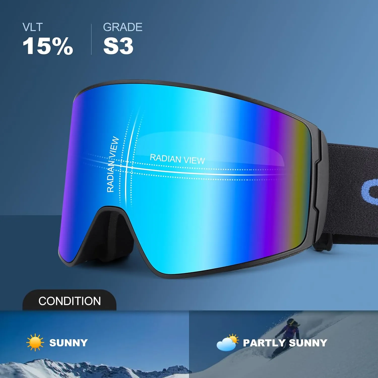 Masque de Ski Lunettes de Snowboard Cylindriques | Anti-UV400 Anti-Bue Coupe-Vent | Homme Femme Adolescent | Fitnessterapy