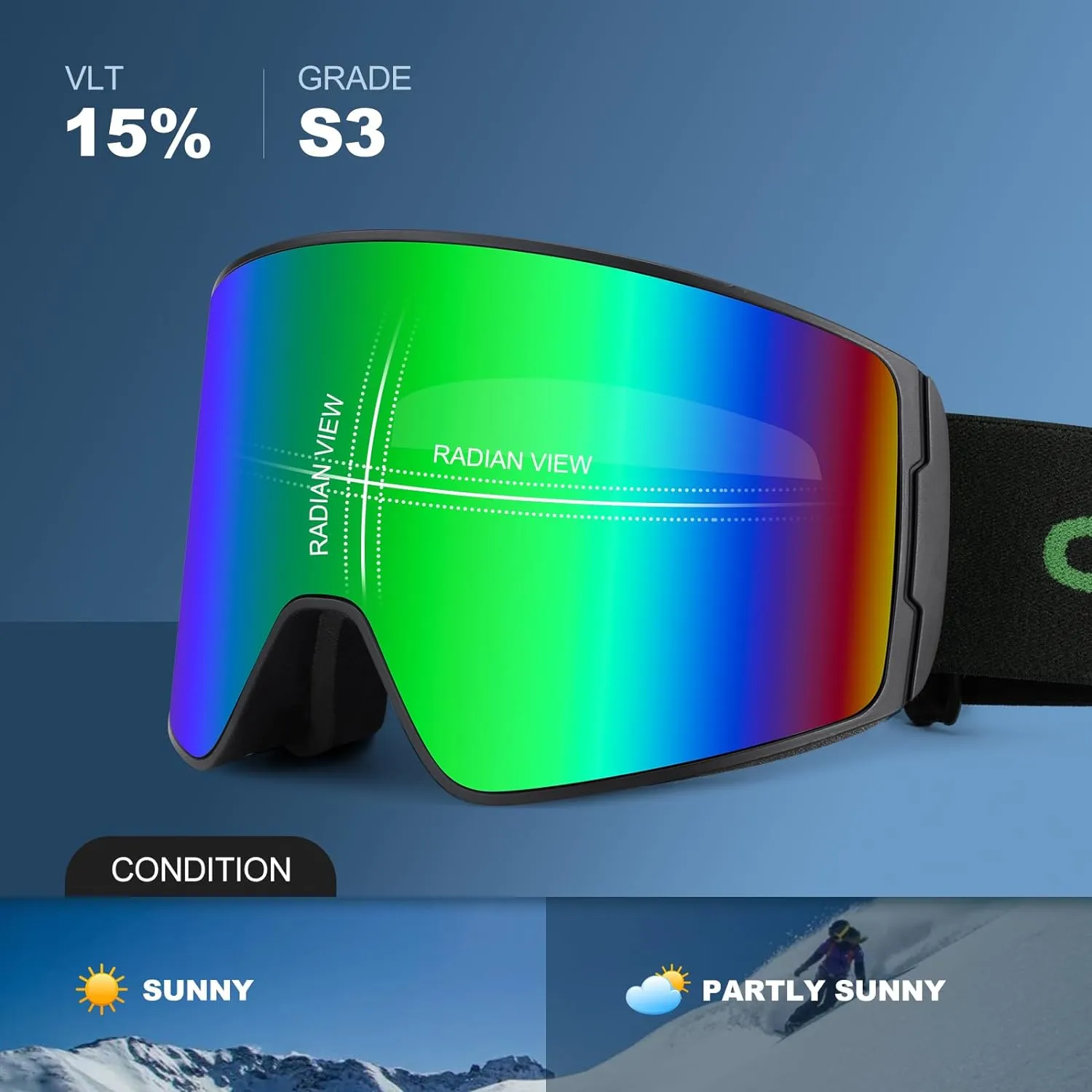 Masque de Ski Lunettes de Snowboard Cylindriques | Anti-UV400 Anti-Bue Coupe-Vent | Homme Femme Adolescent | Fitnessterapy