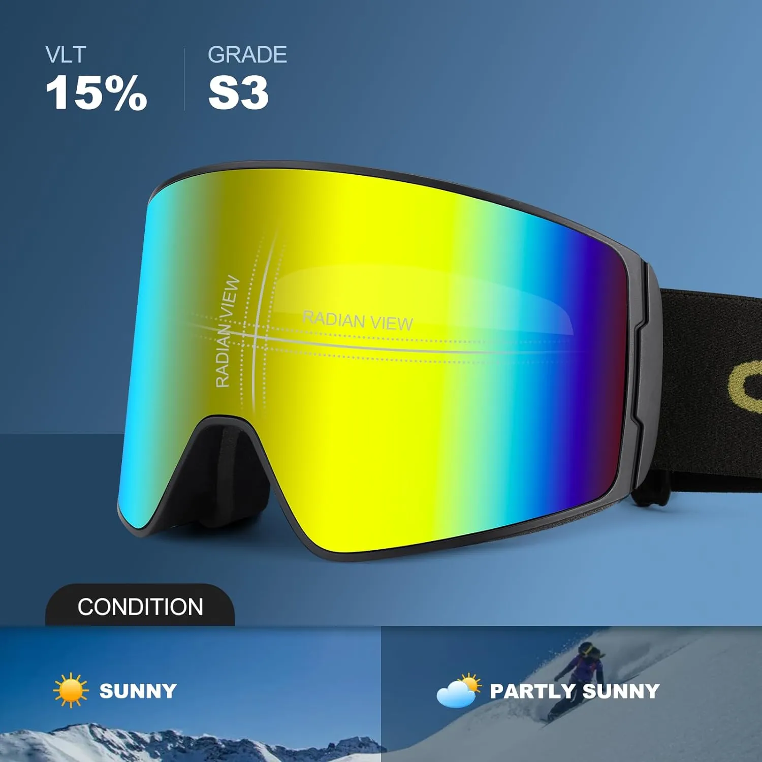 Masque de Ski Lunettes de Snowboard Cylindriques | Anti-UV400 Anti-Bue Coupe-Vent | Homme Femme Adolescent | Fitnessterapy