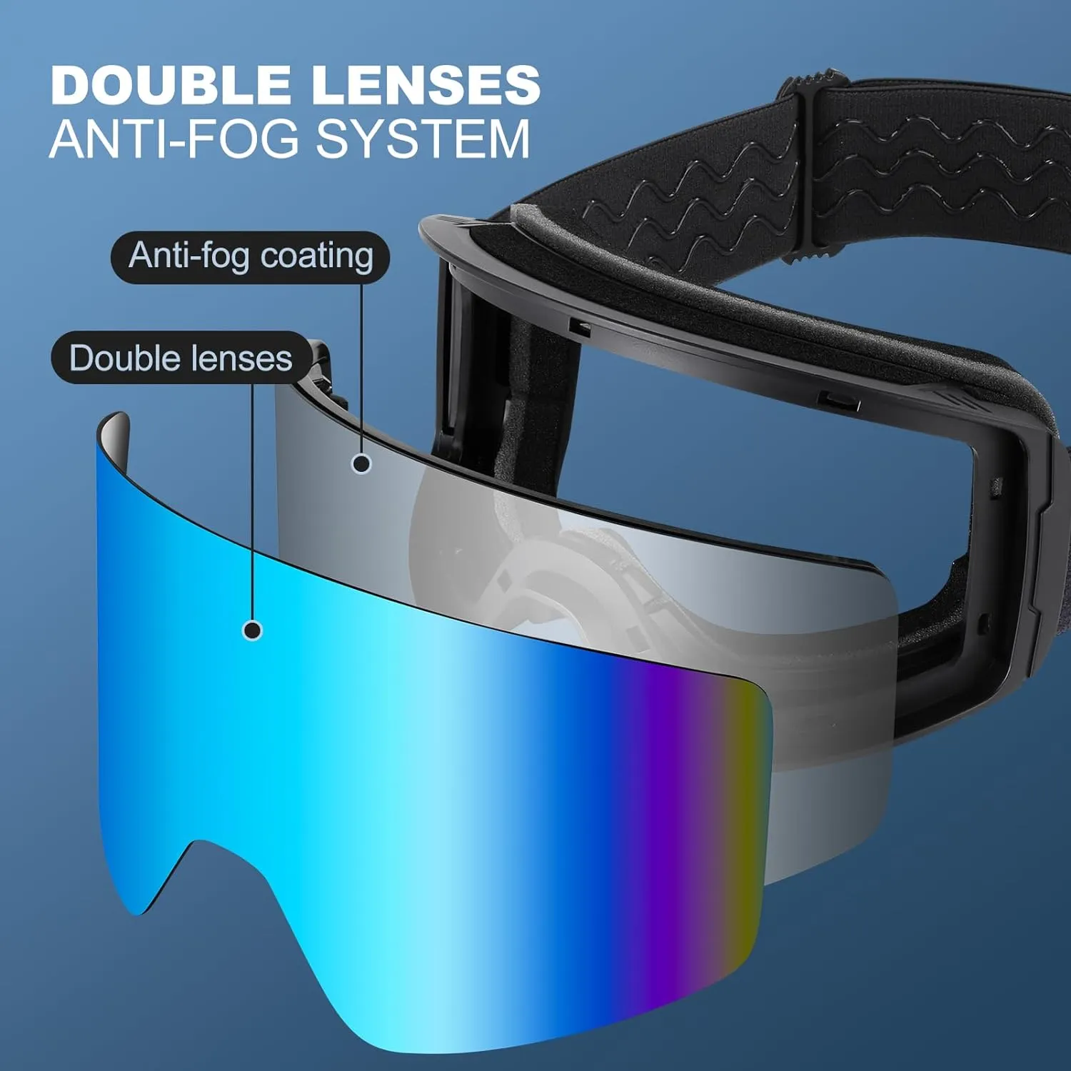 Masque de Ski Lunettes de Snowboard Cylindriques | Anti-UV400 Anti-Bue Coupe-Vent | Homme Femme Adolescent | Fitnessterapy
