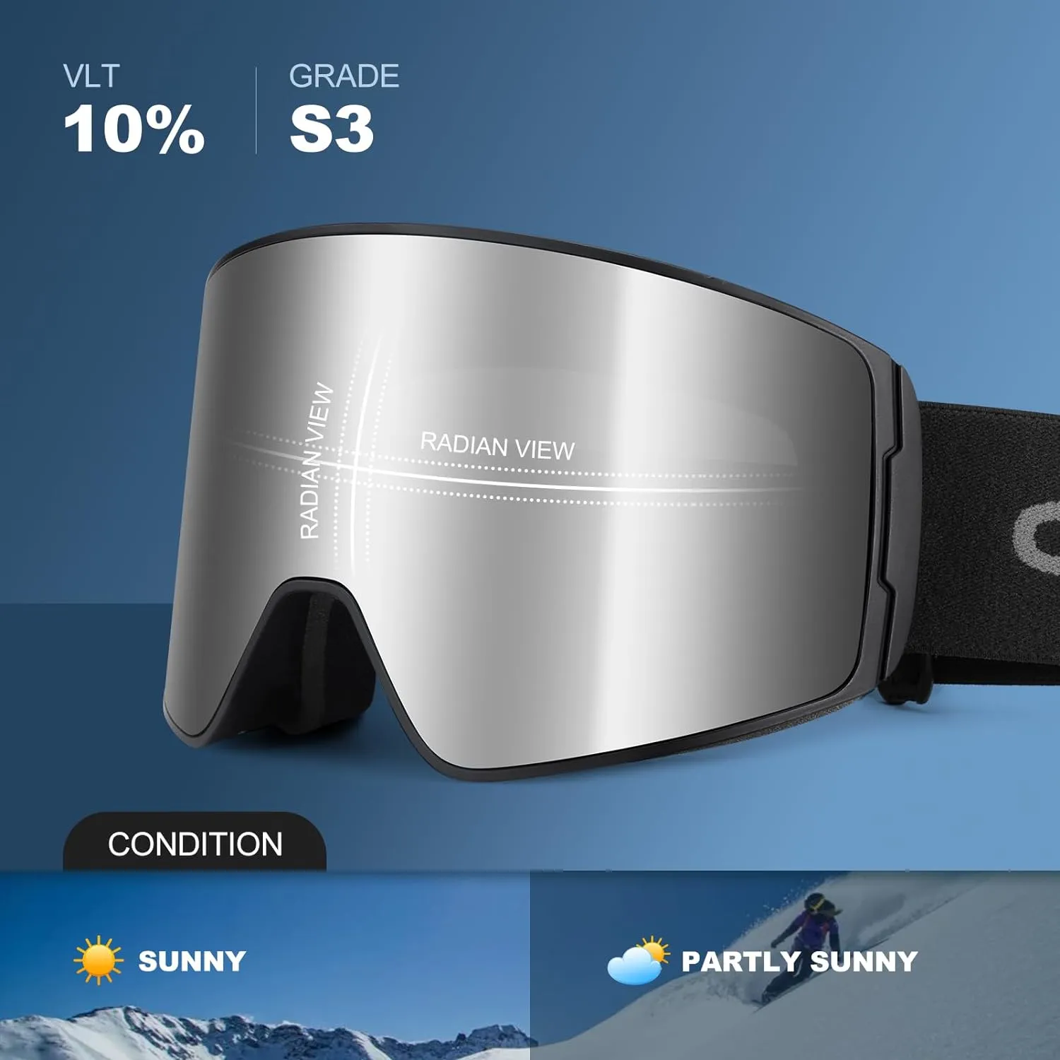 Masque de Ski Lunettes de Snowboard Cylindriques | Anti-UV400 Anti-Bue Coupe-Vent | Homme Femme Adolescent | Fitnessterapy