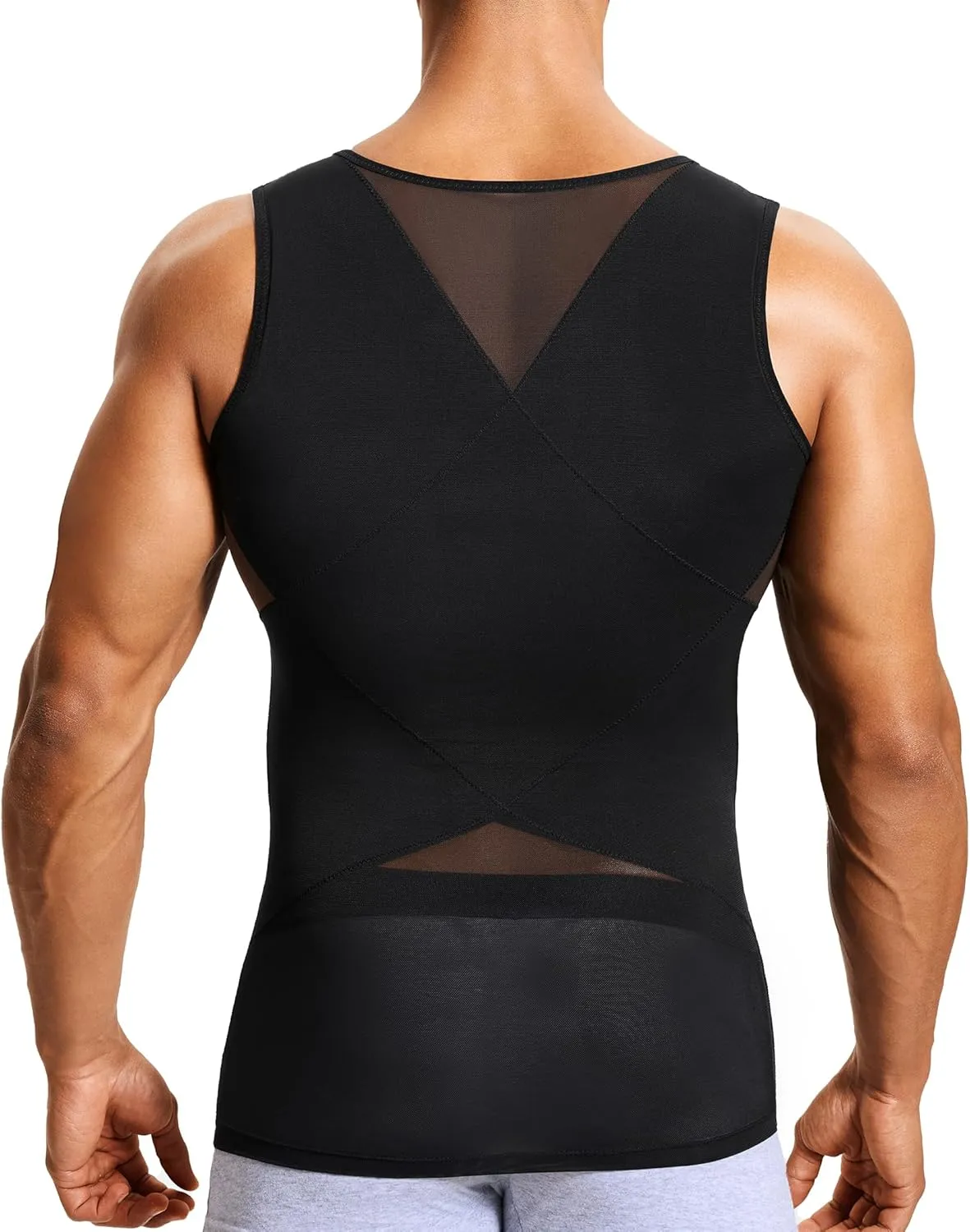 Mens Compression Shirt Slimming Body Shaper Vest Sleeveless Undershirt Tank Top Tummy Control Shapewear for Men