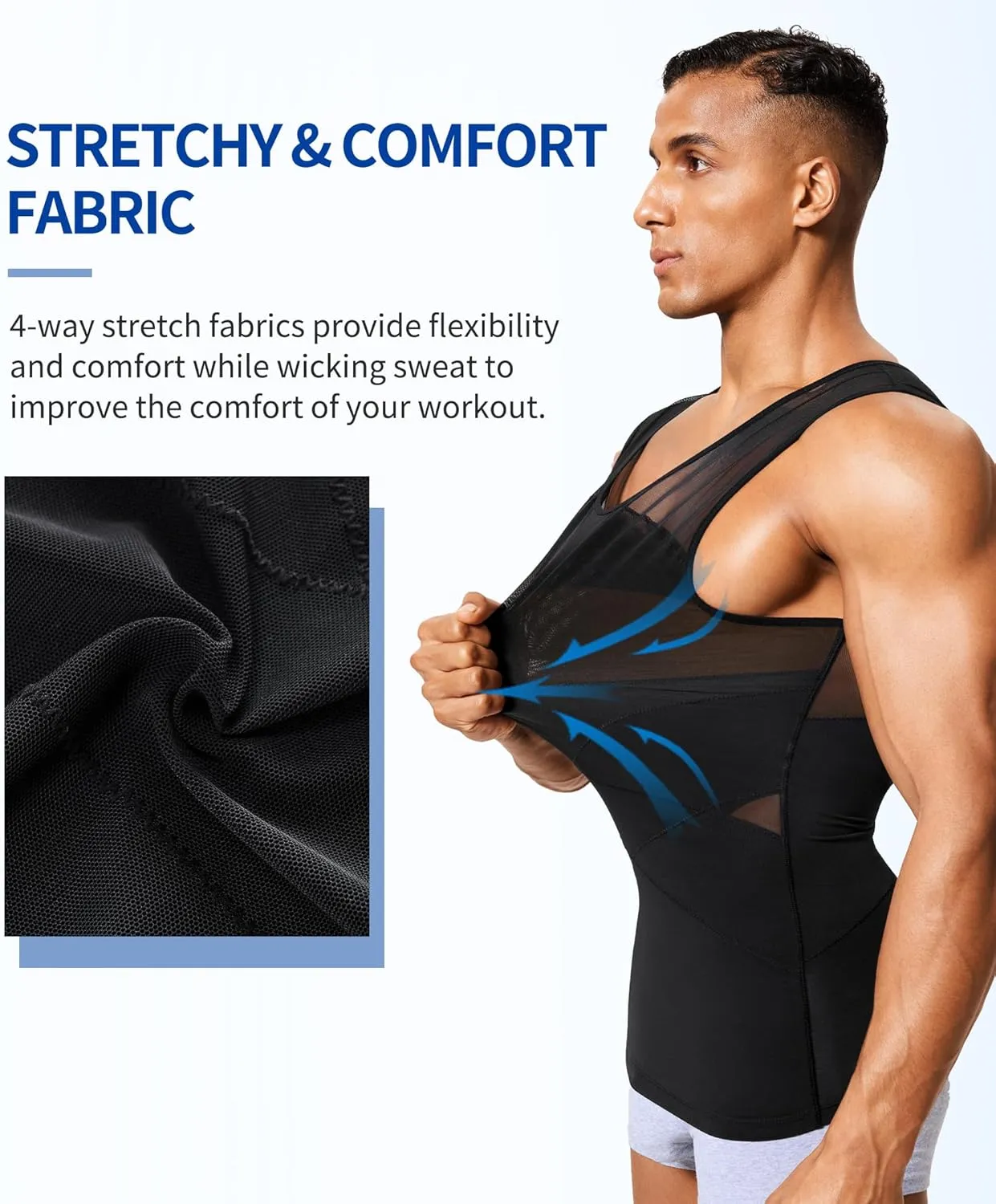Mens Compression Shirt Slimming Body Shaper Vest Sleeveless Undershirt Tank Top Tummy Control Shapewear for Men