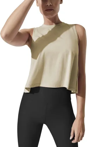 Mippo Crop Tops for Women Womens Workout Tops Flowy Cropped Tank Tops Athletic Shirts