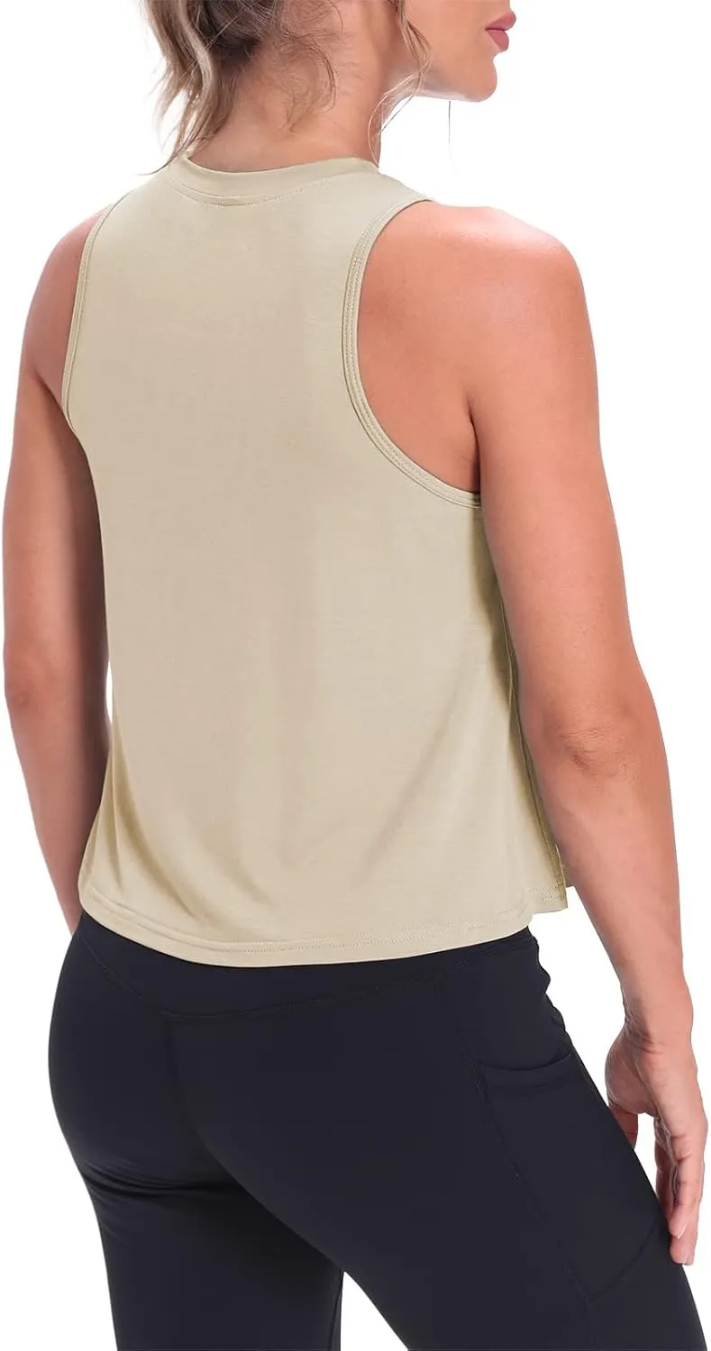 Mippo Crop Tops for Women Womens Workout Tops Flowy Cropped Tank Tops Athletic Shirts
