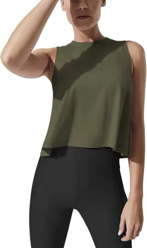 Mippo Crop Tops for Women Womens Workout Tops Flowy Cropped Tank Tops Athletic Shirts