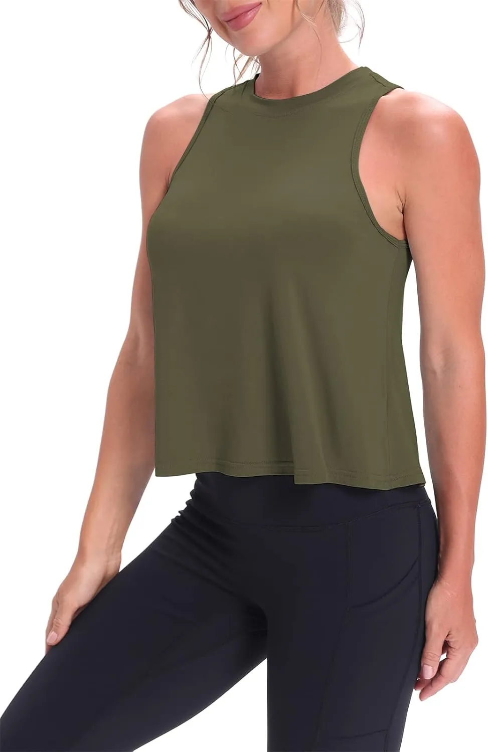 Mippo Crop Tops for Women Womens Workout Tops Flowy Cropped Tank Tops Athletic Shirts