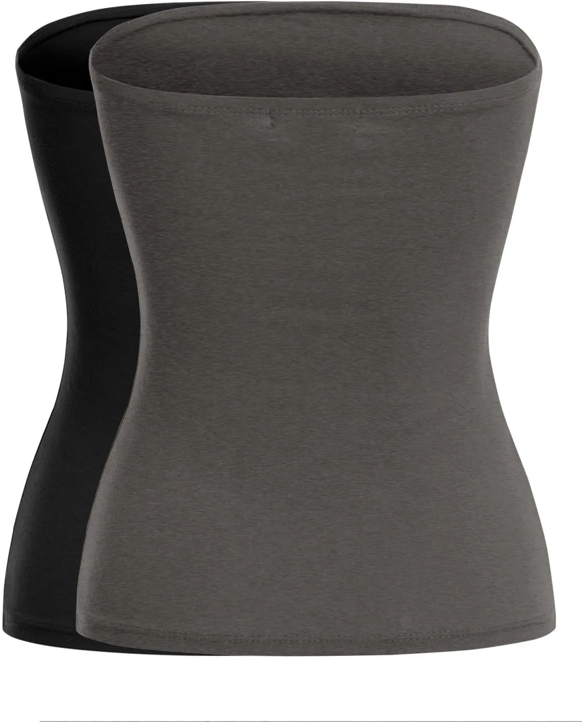 MixMatchy Women's Casual Basic Strapless Tops Long Bandeau Tube Top Stretchy Undershirt 2PACK