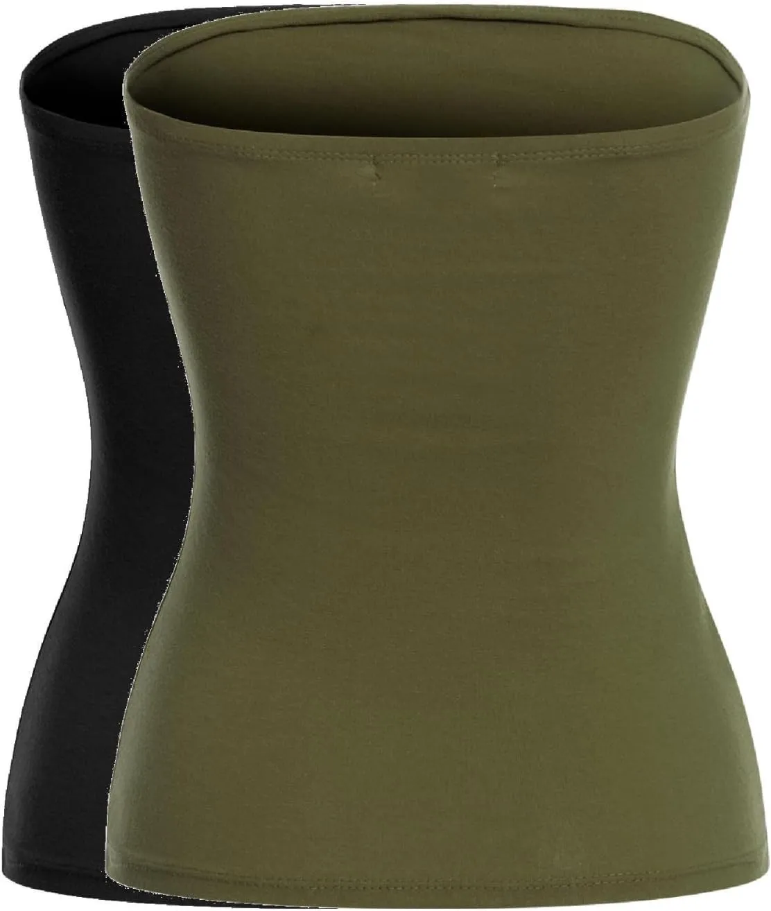 MixMatchy Women's Casual Basic Strapless Tops Long Bandeau Tube Top Stretchy Undershirt 2PACK