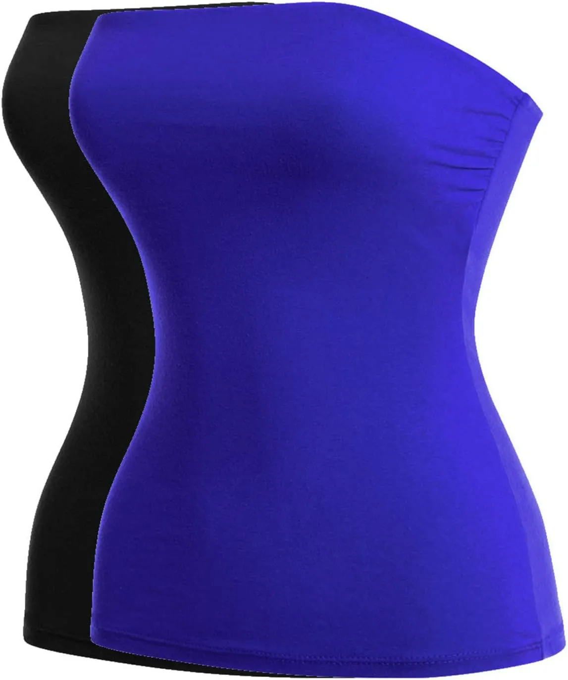 MixMatchy Women's Casual Basic Strapless Tops Long Bandeau Tube Top Stretchy Undershirt 2PACK