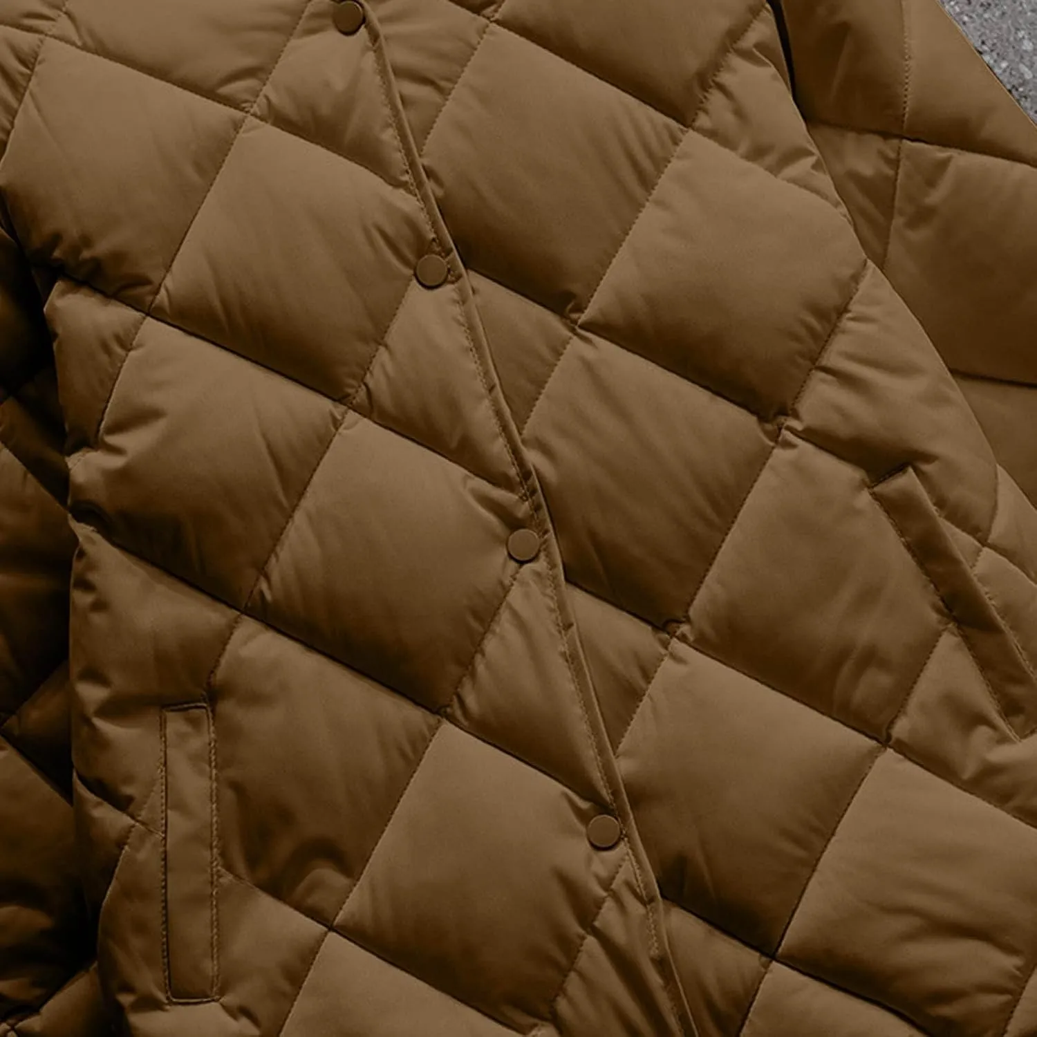 NATHGAM Women's Lightweight Short Puffer Coats Diamond Winter Warm Cotton Qulited Bomber Jacket Casual Button Padded Jacket