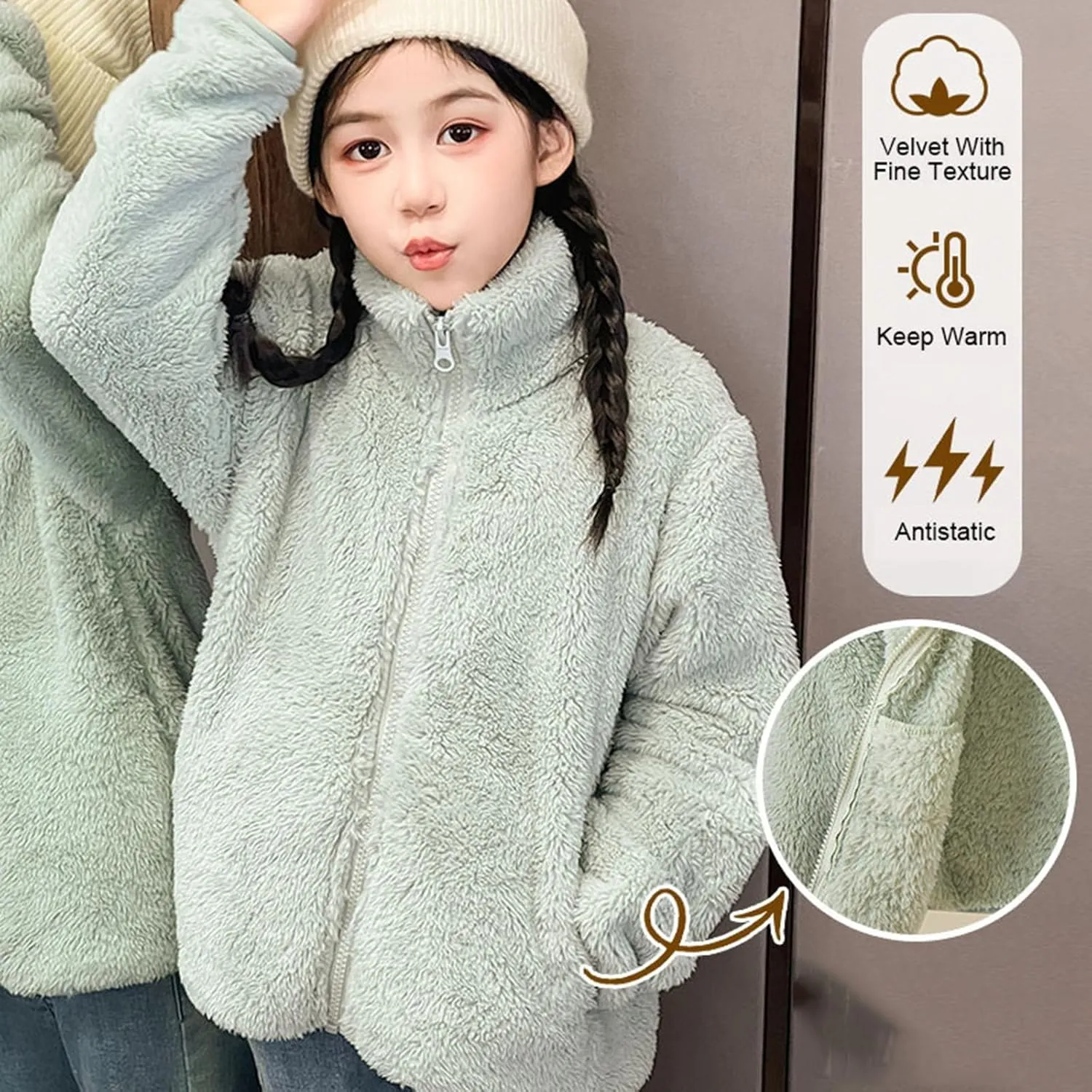 Newborn Baby Girls Warm Cloak Coat Cute Winter Furry Cape Jacket Fluffy Fleece Outwear Long Sleeve Sweet Outfit with Bowknot