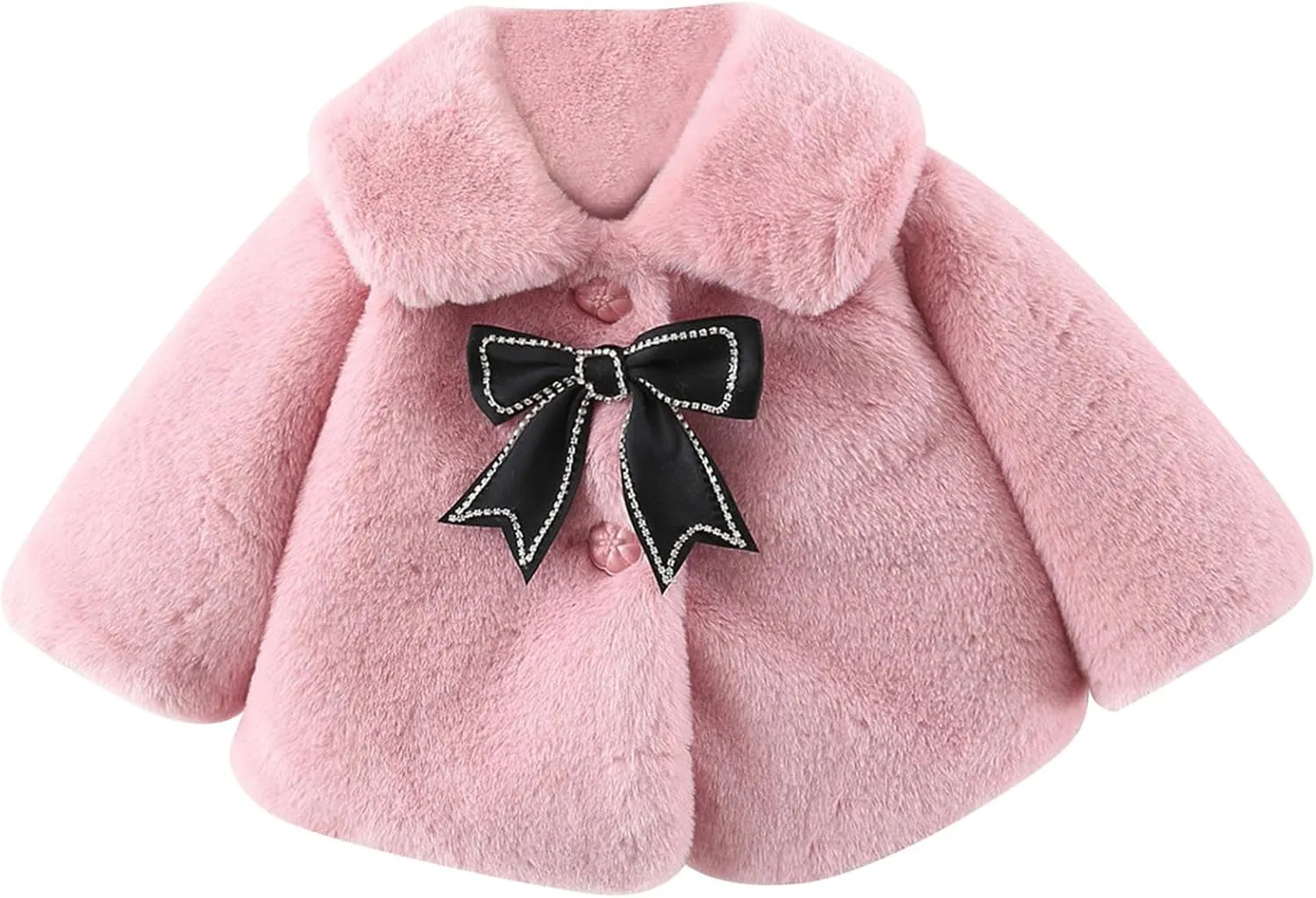 Newborn Baby Girls Warm Cloak Coat Cute Winter Furry Cape Jacket Fluffy Fleece Outwear Long Sleeve Sweet Outfit with Bowknot