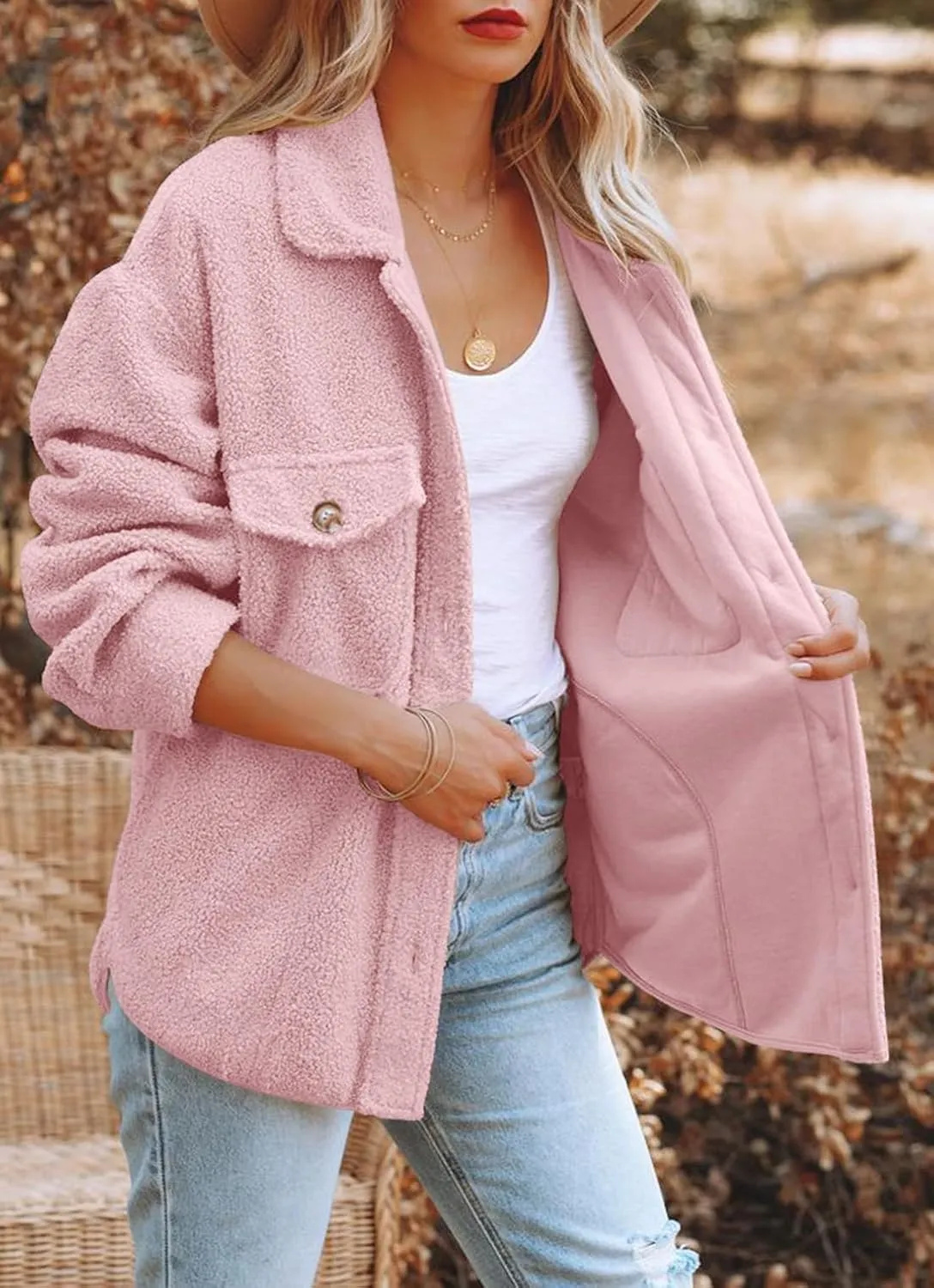 Nirovien Womens Oversized Fleece Jakcets Button Down Sherpa Shacket Fuzzy Coats Casual Warm Teddy Outwear with Pockets