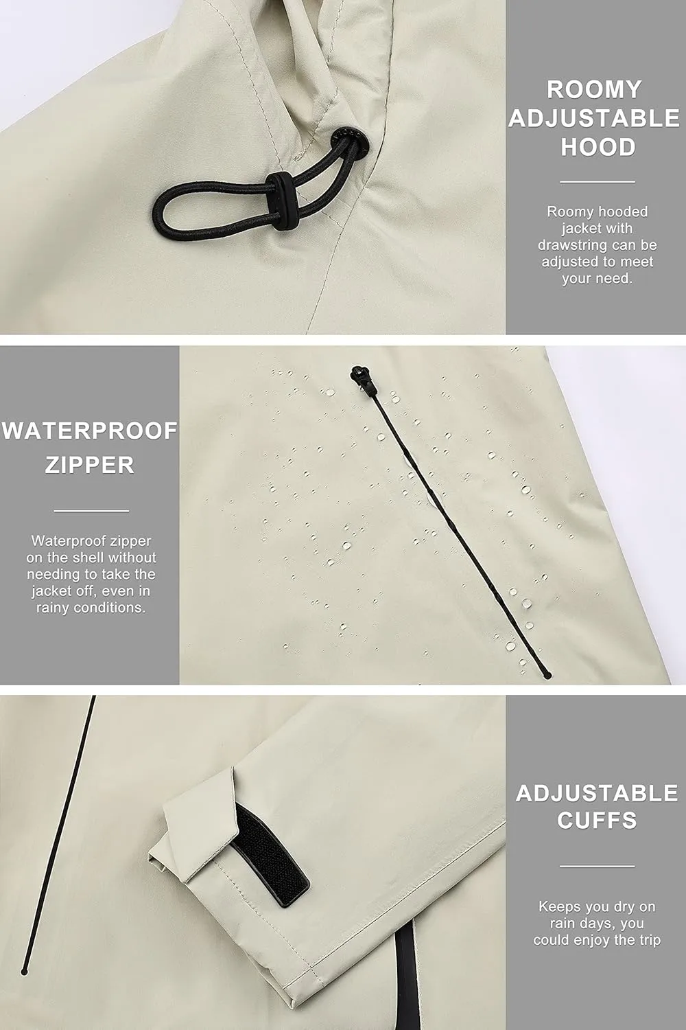 Orolay Raincoat Women's Lightweight Jackets Waterproof Rain Coats Outdoor Hooded Windbreaker for Hiking Travel