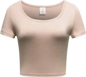 OThread & Co. Women's Basic Crop Tops Stretchy Casual Scoop Neck Cap Sleeve Shirt