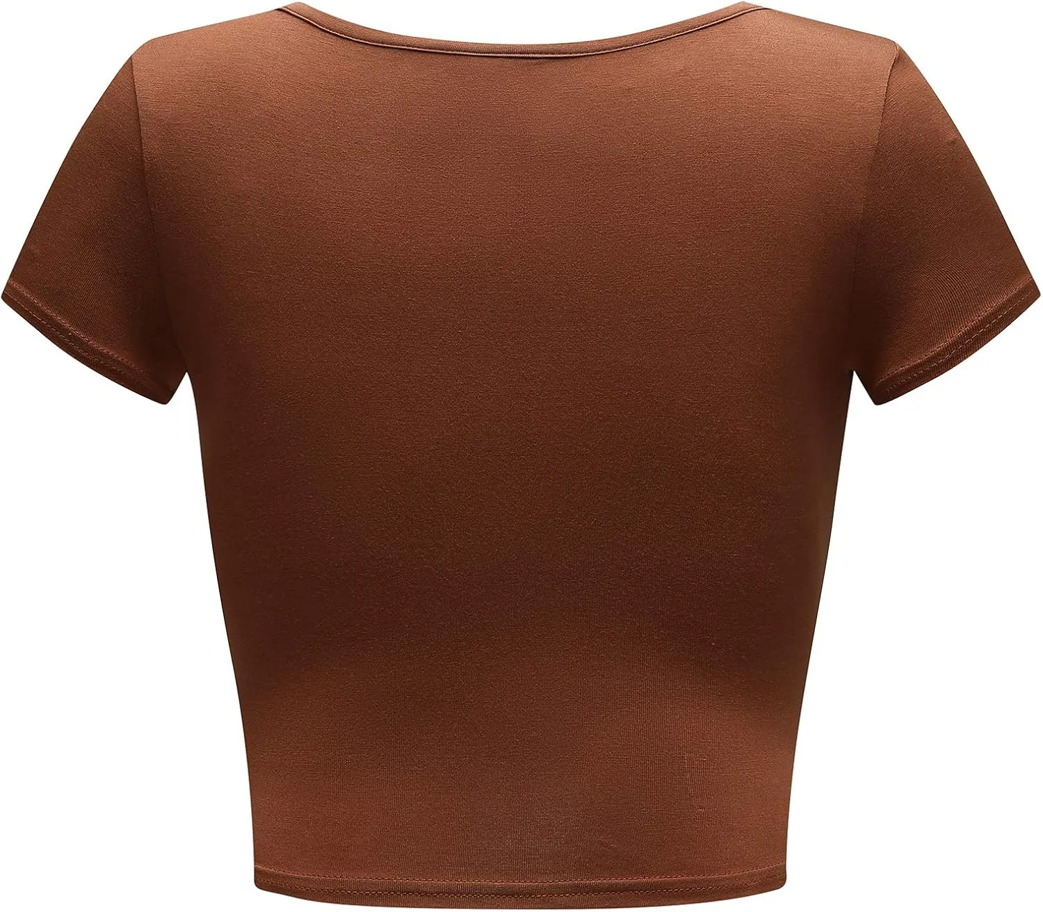 OThread & Co. Women's Basic Crop Tops Stretchy Casual Scoop Neck Cap Sleeve Shirt