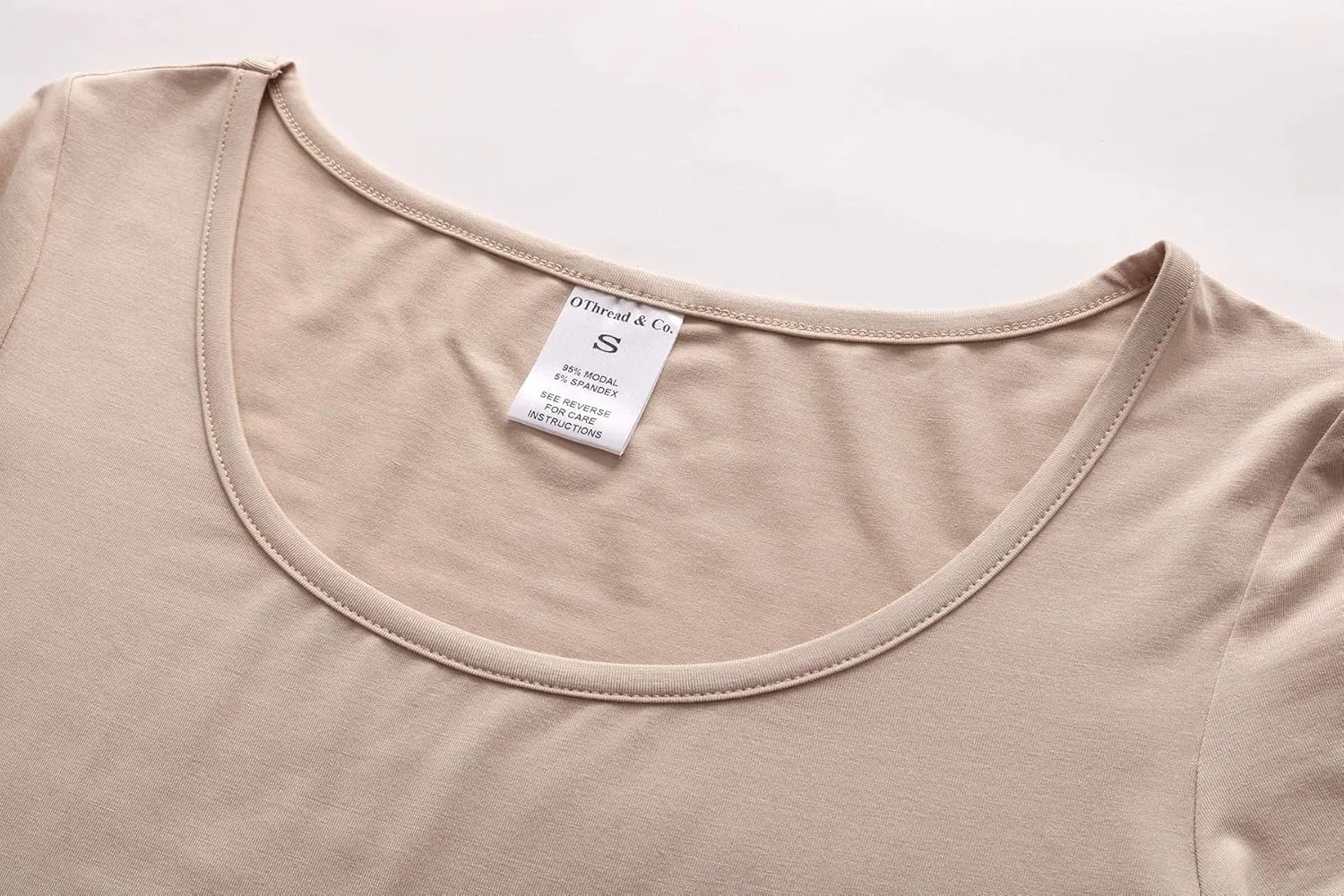 OThread & Co. Women's Basic Crop Tops Stretchy Casual Scoop Neck Cap Sleeve Shirt